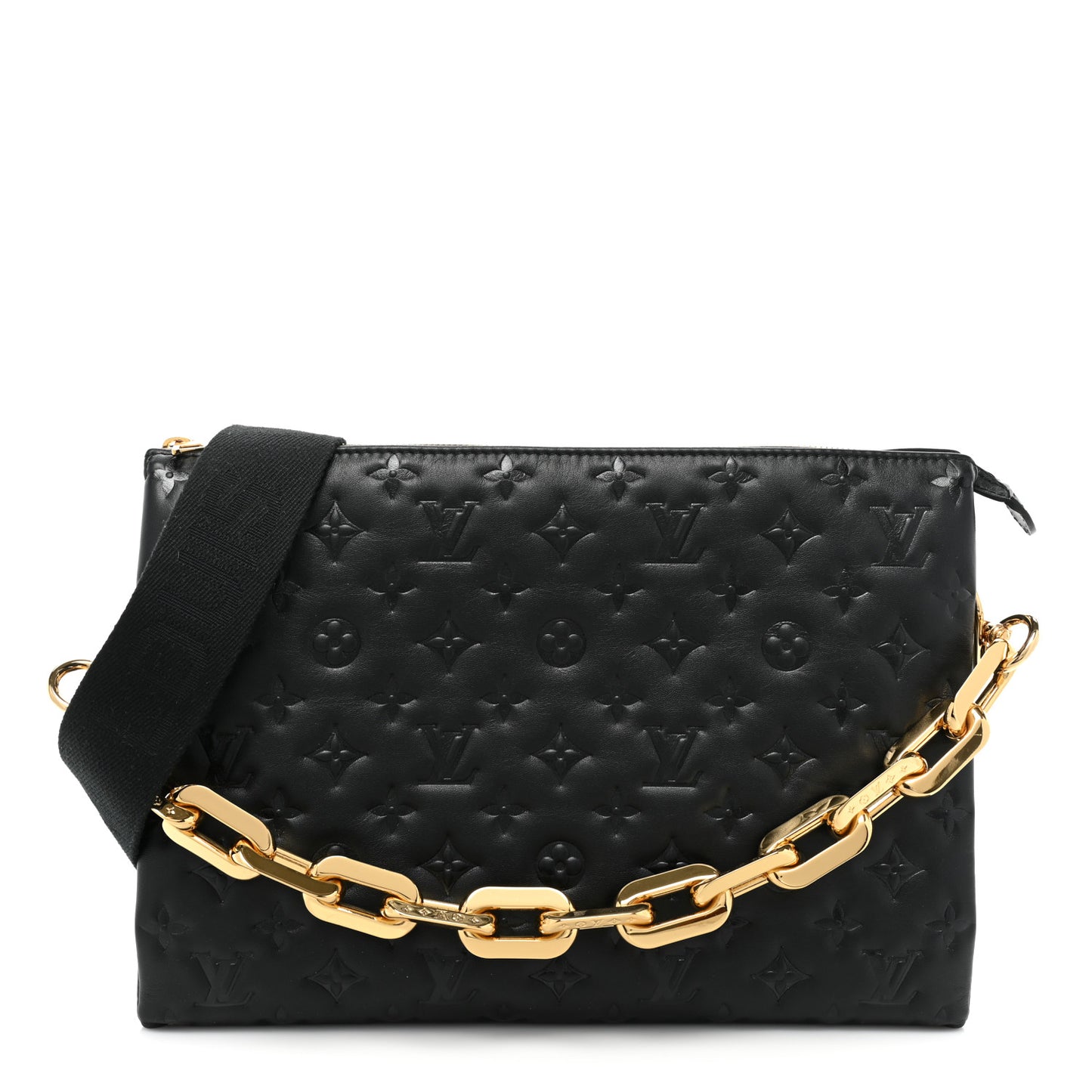 Lambskin Embossed Monogram Coussin MM Black