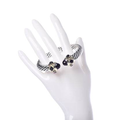 David Yurman Sterling Silver 14K Yellow Gold Amethyst Iolite Garnet 10mm Cable Renaissance Bracelet 2 of 5