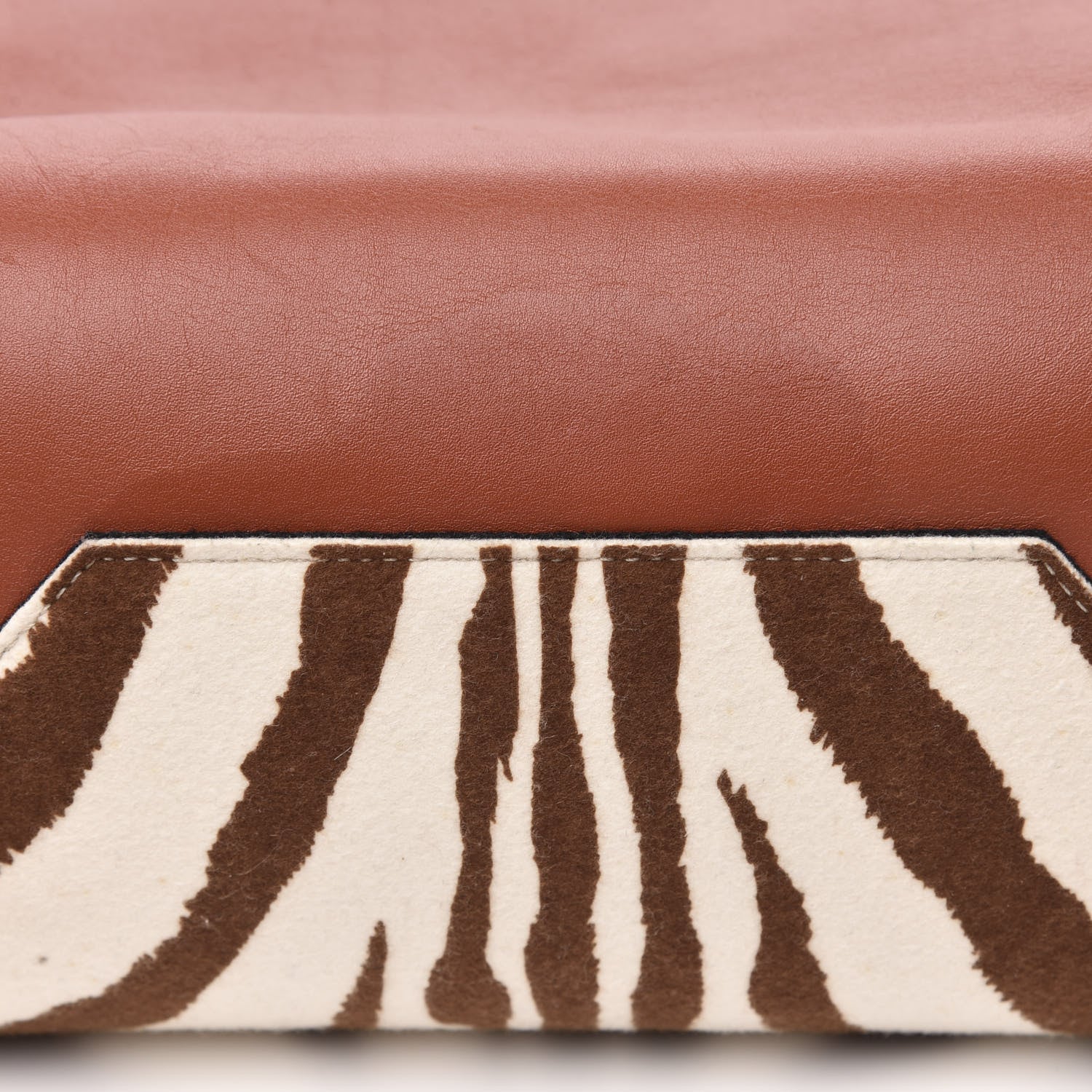 Celine Shiny Smooth Calfskin Zebra Printed Calf Hair Small Twisted Cabas Chalk Brick 8 of 10