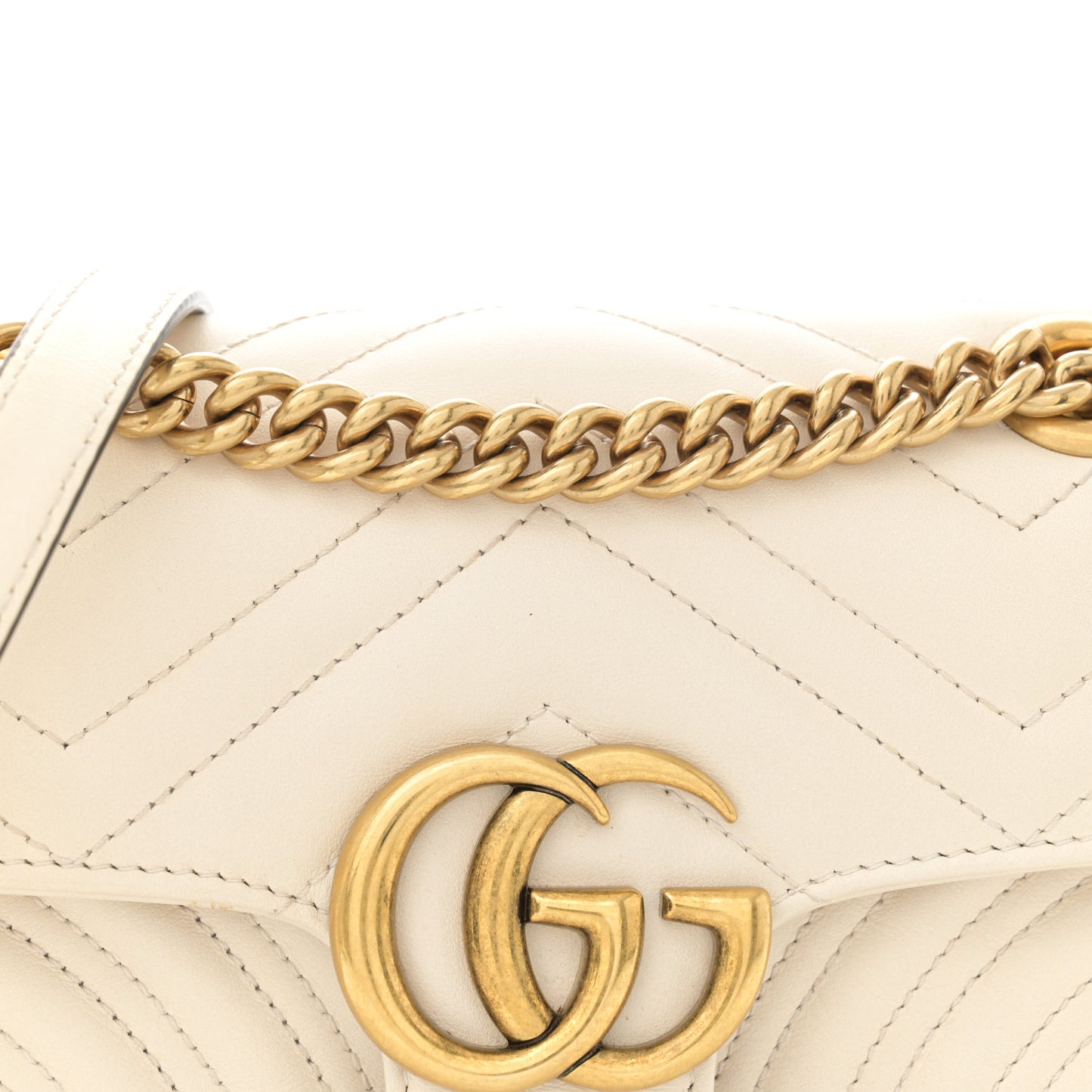 Calfskin Matelasse Mini GG Marmont Shoulder Bag White