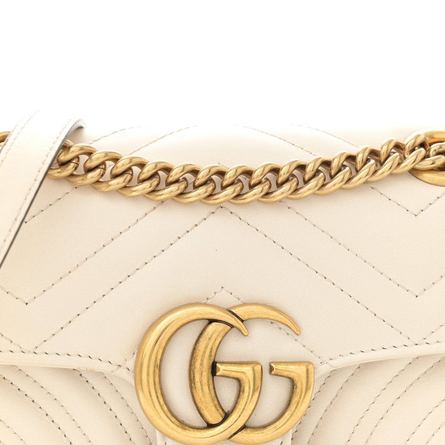 Gucci Calfskin Matelasse Mini GG Marmont Shoulder Bag White 8 of 12