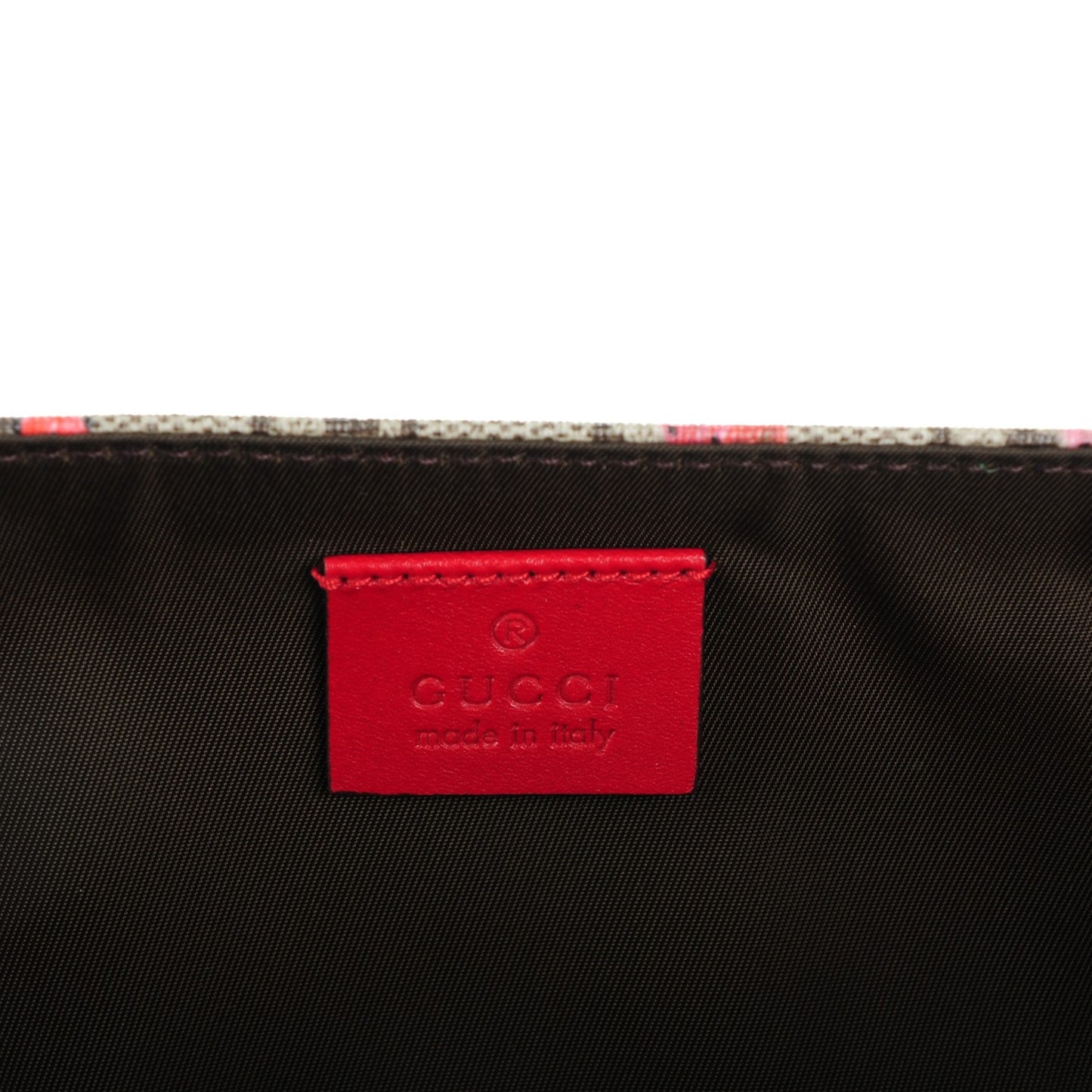 GG Supreme Monogram Strawberry Messenger Diaper Bag Beige
