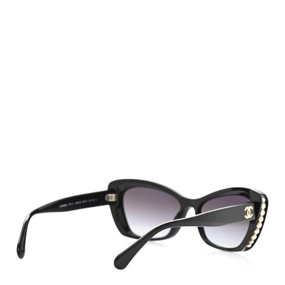 Chanel Acetate Pearl Cat Eye CC Sunglasses 5481-H Black 4 of 8