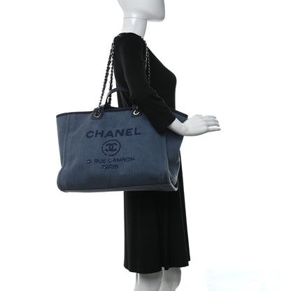 Chanel Denim Large Deauville Tote Blue 2 of 9