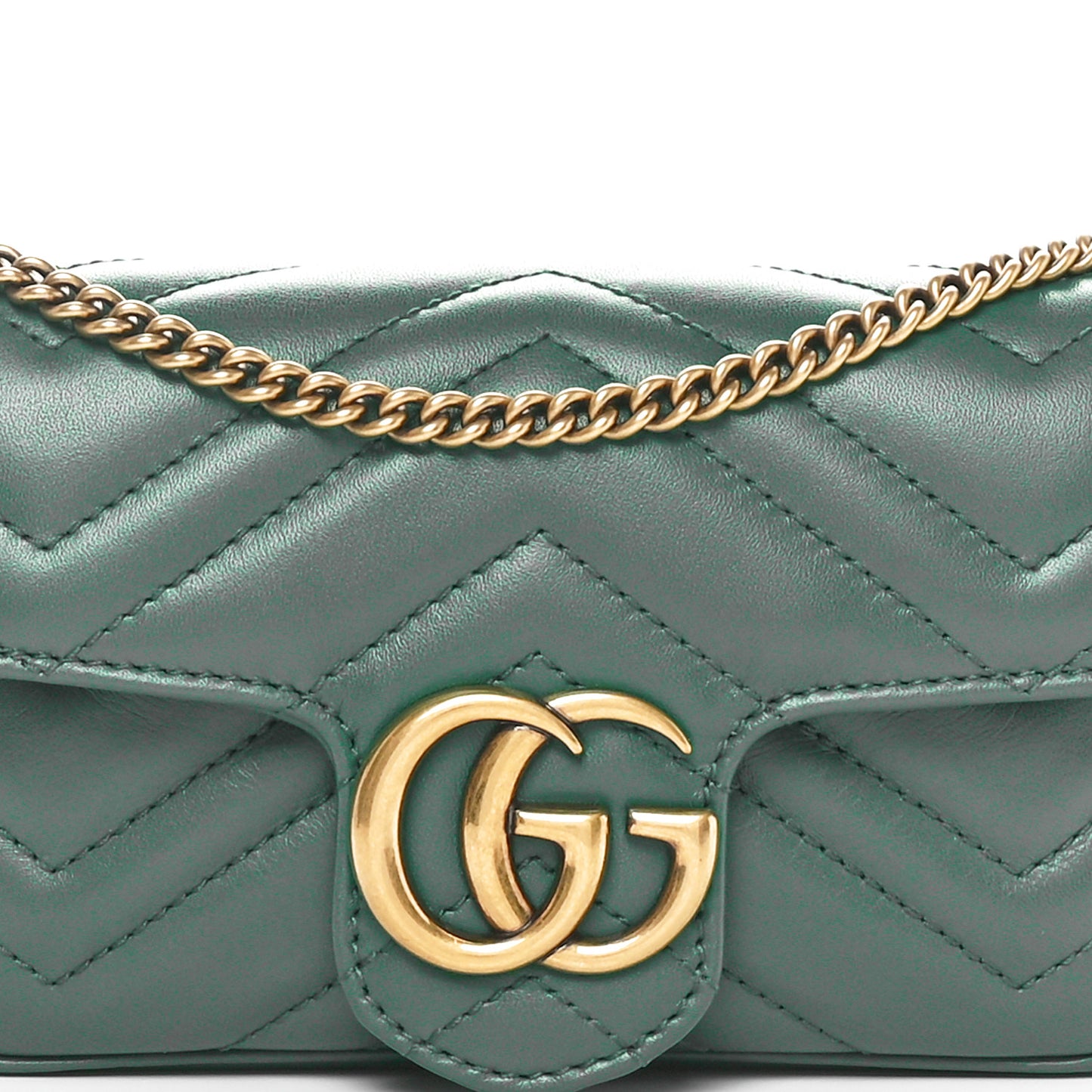 Calfskin Matelasse Super Mini GG Marmont Shoulder Bag Emerald Green