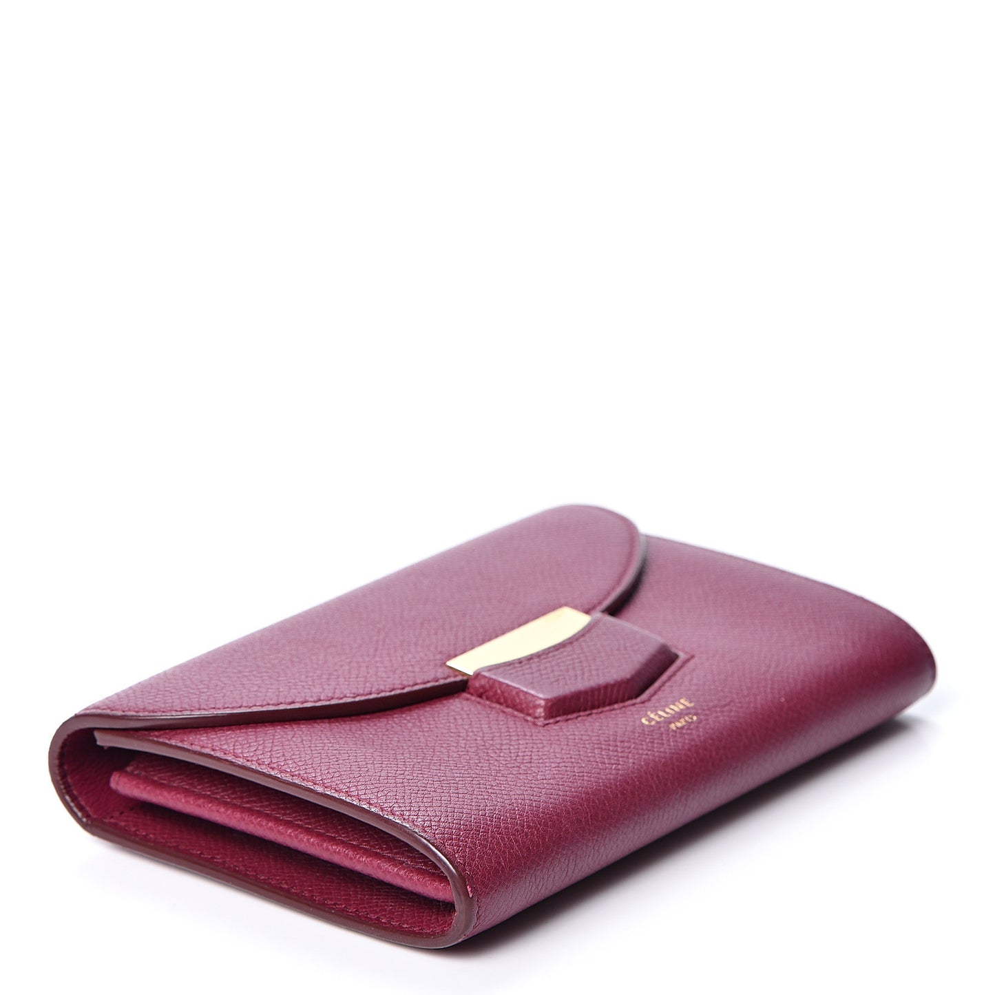 Grained Calfskin Medium Trotteur Multifunction Flap Wallet Plum