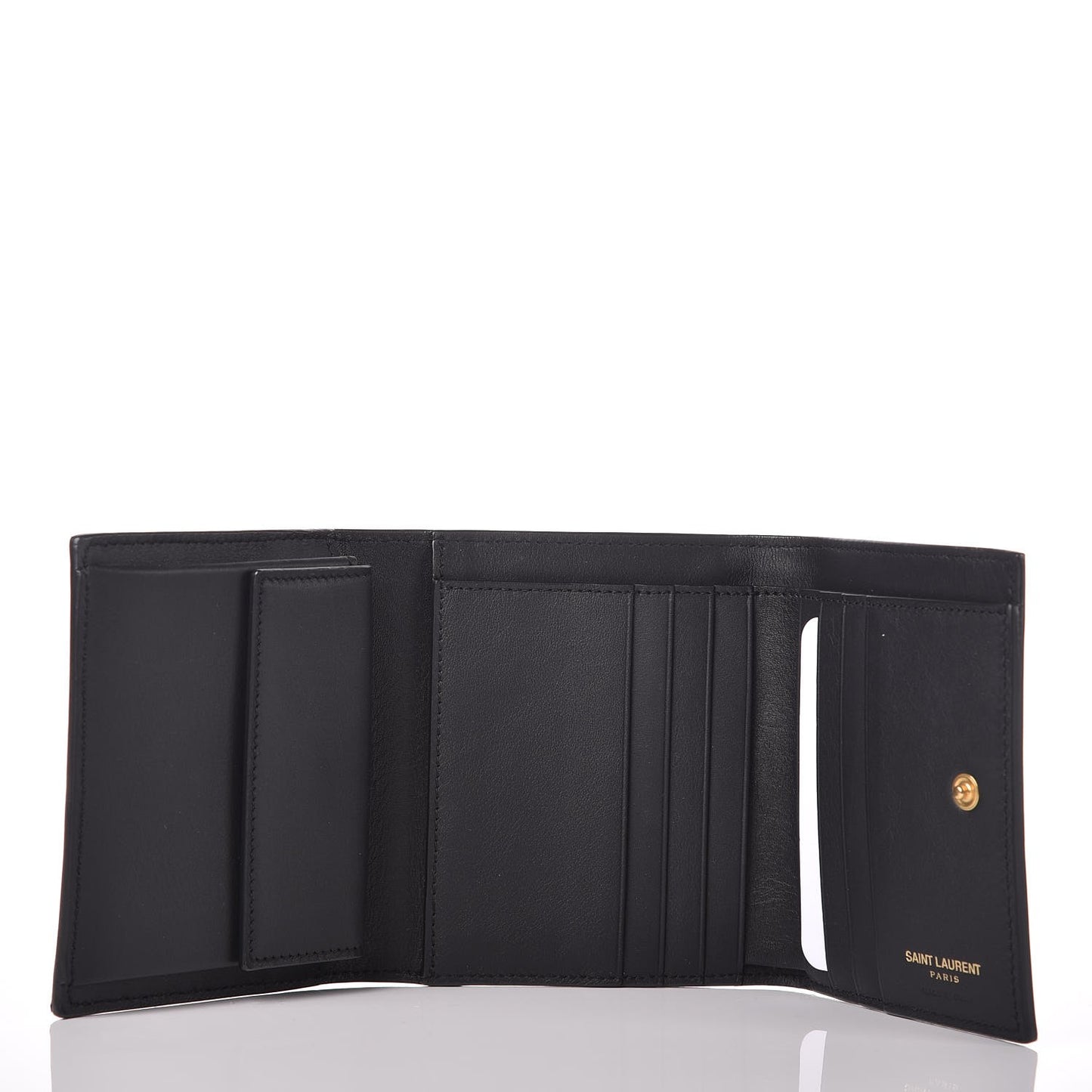 Calfskin Classic Y Compact Wallet Black