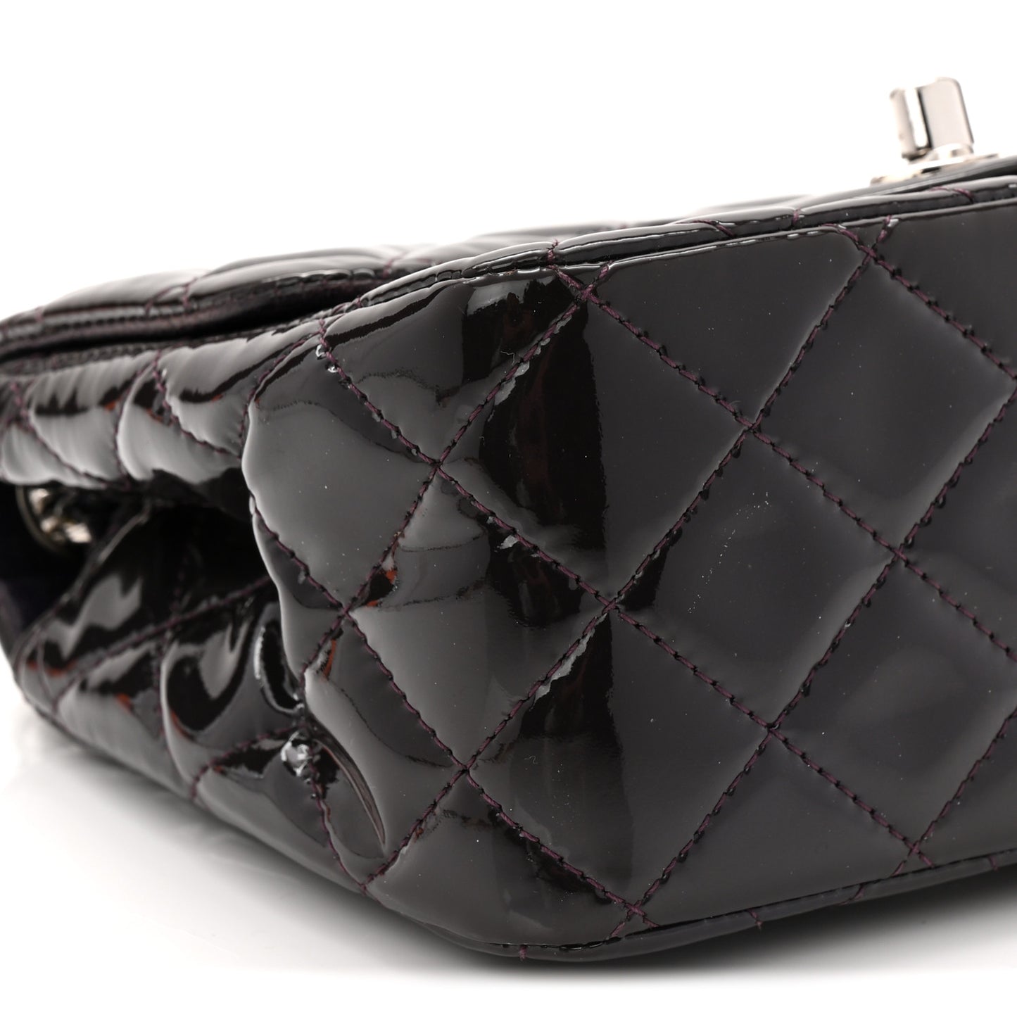 Patent Quilted Mini Square Flap Purple