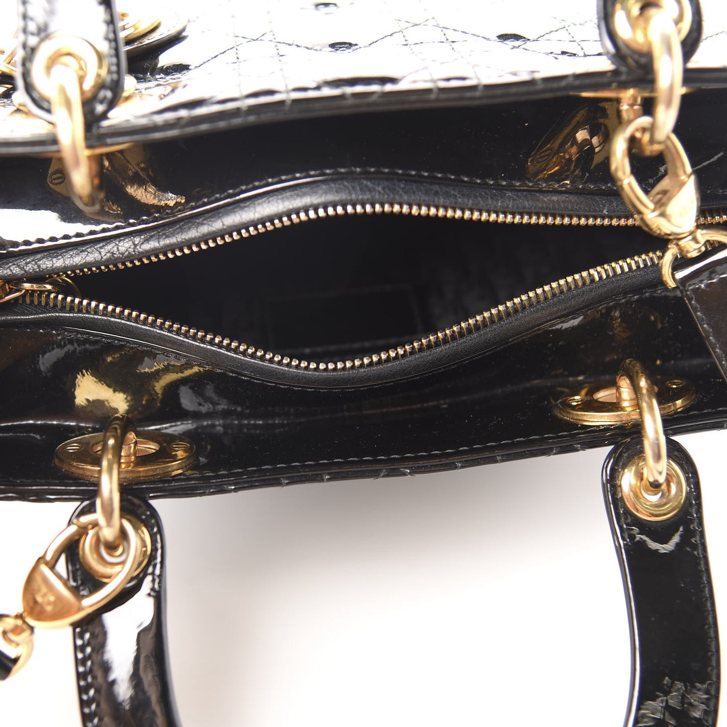 Patent Cannage Medium Lady Dior Black