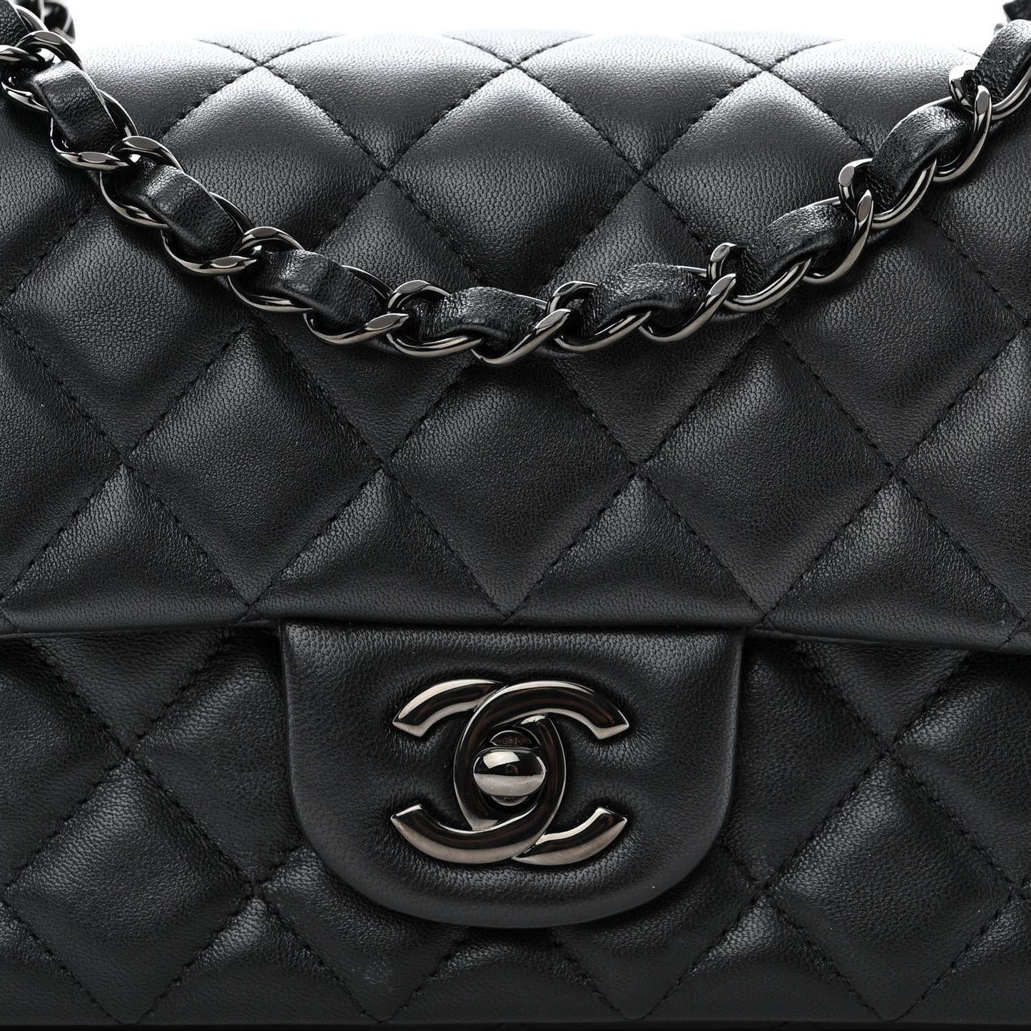 Lambskin Quilted Mini Rectangular Flap So Black