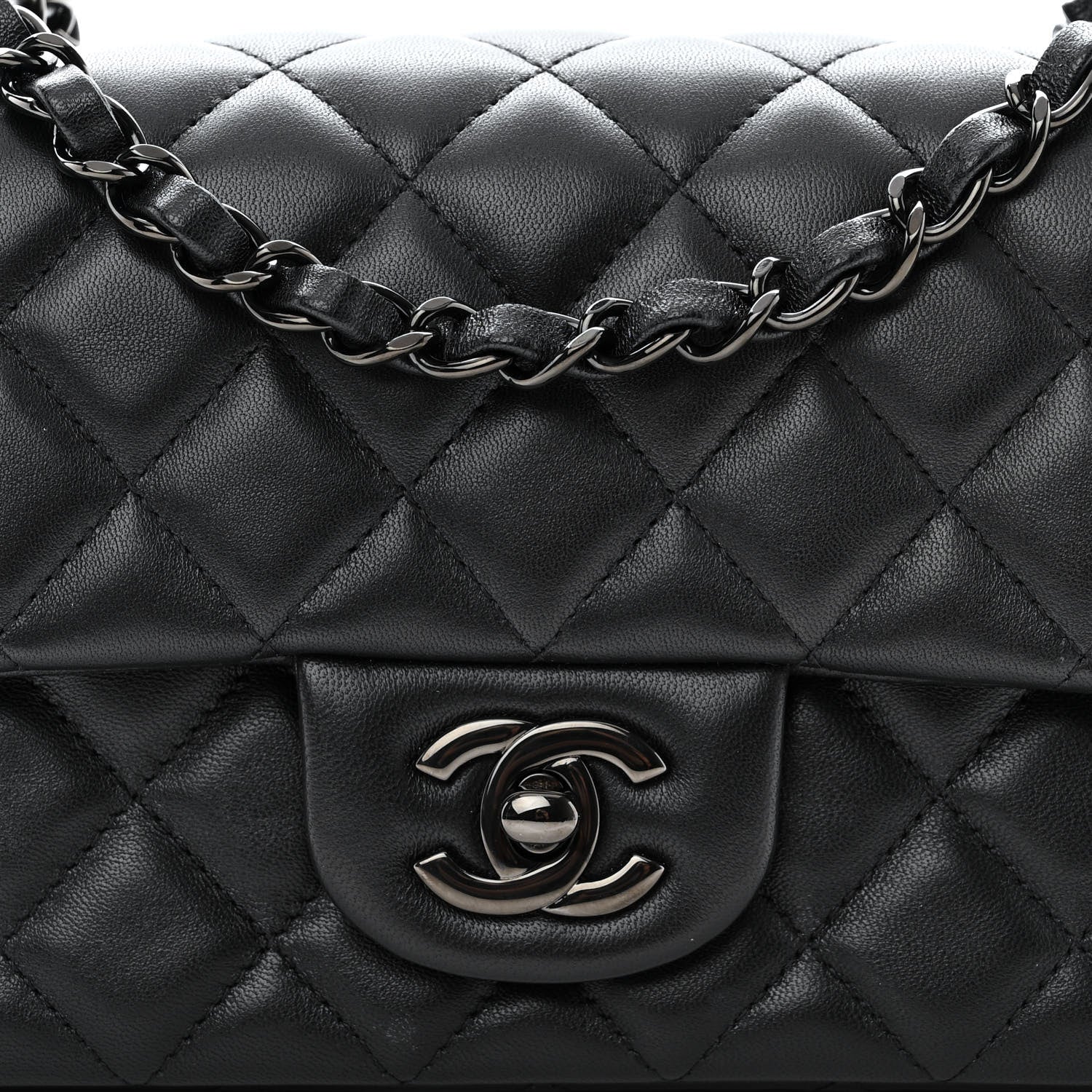 Chanel Lambskin Quilted Mini Rectangular Flap So Black 8 of 11