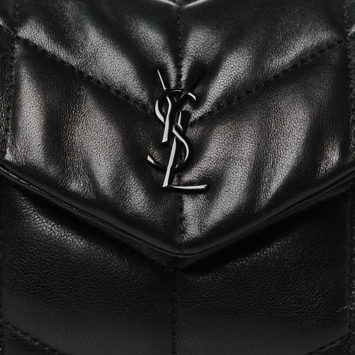 Saint Laurent Lambskin Monogram Loulou Puffer Pouch Clutch Black 8 of 8