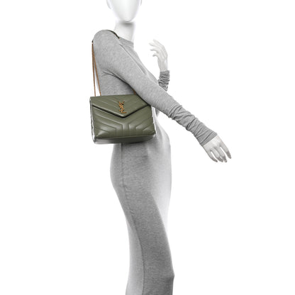 Saint Laurent Calfskin Y Quilted Monogram Small Loulou Chain Satchel Light Sage 2 of 10