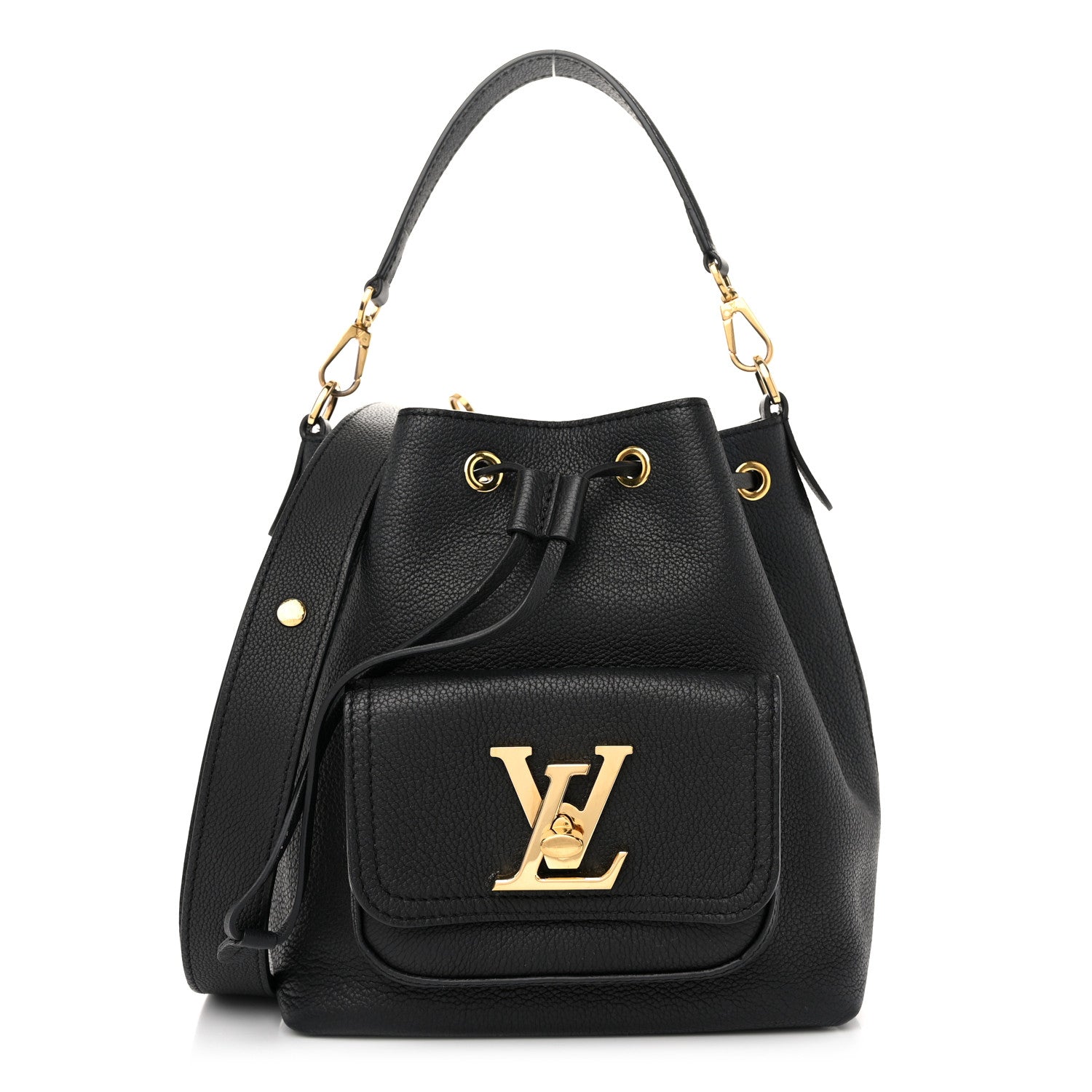 Louis Vuitton Calfskin Lockme Bucket MM Black 1 of 10