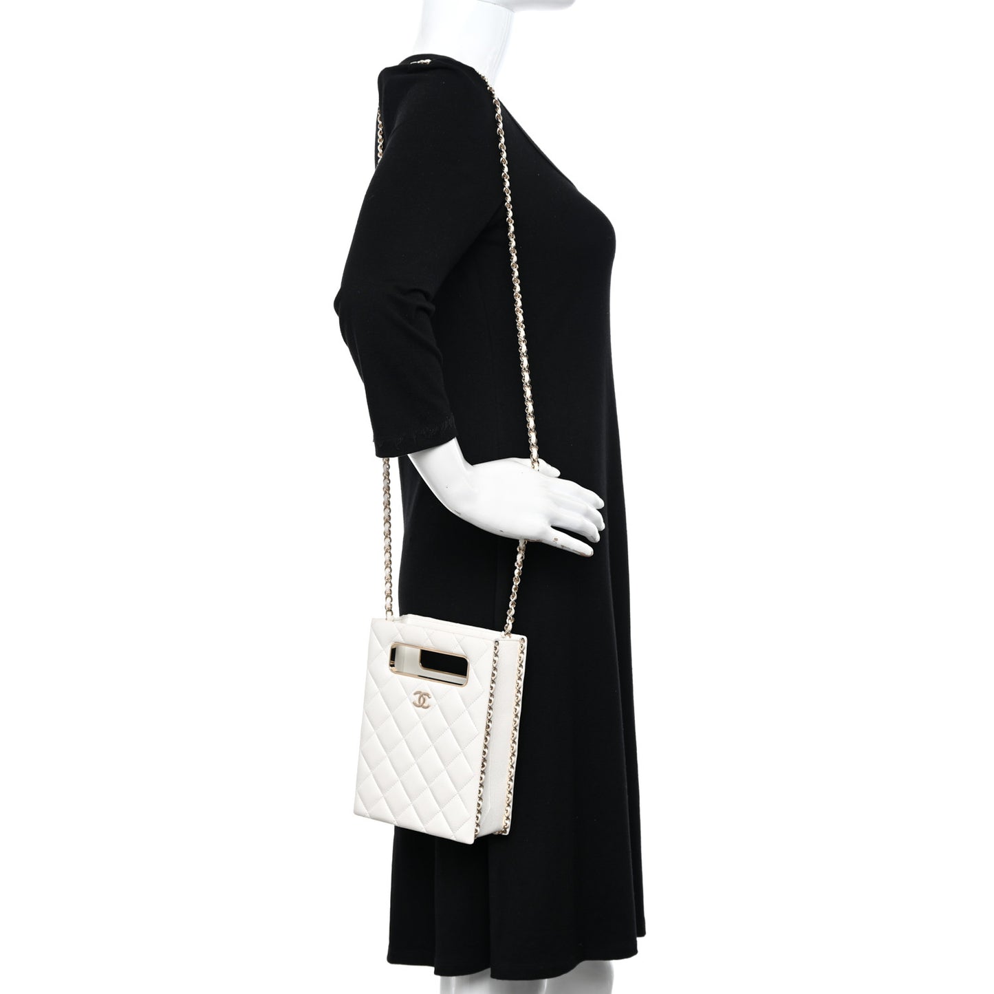Caviar Quilted Evening Box Bag White