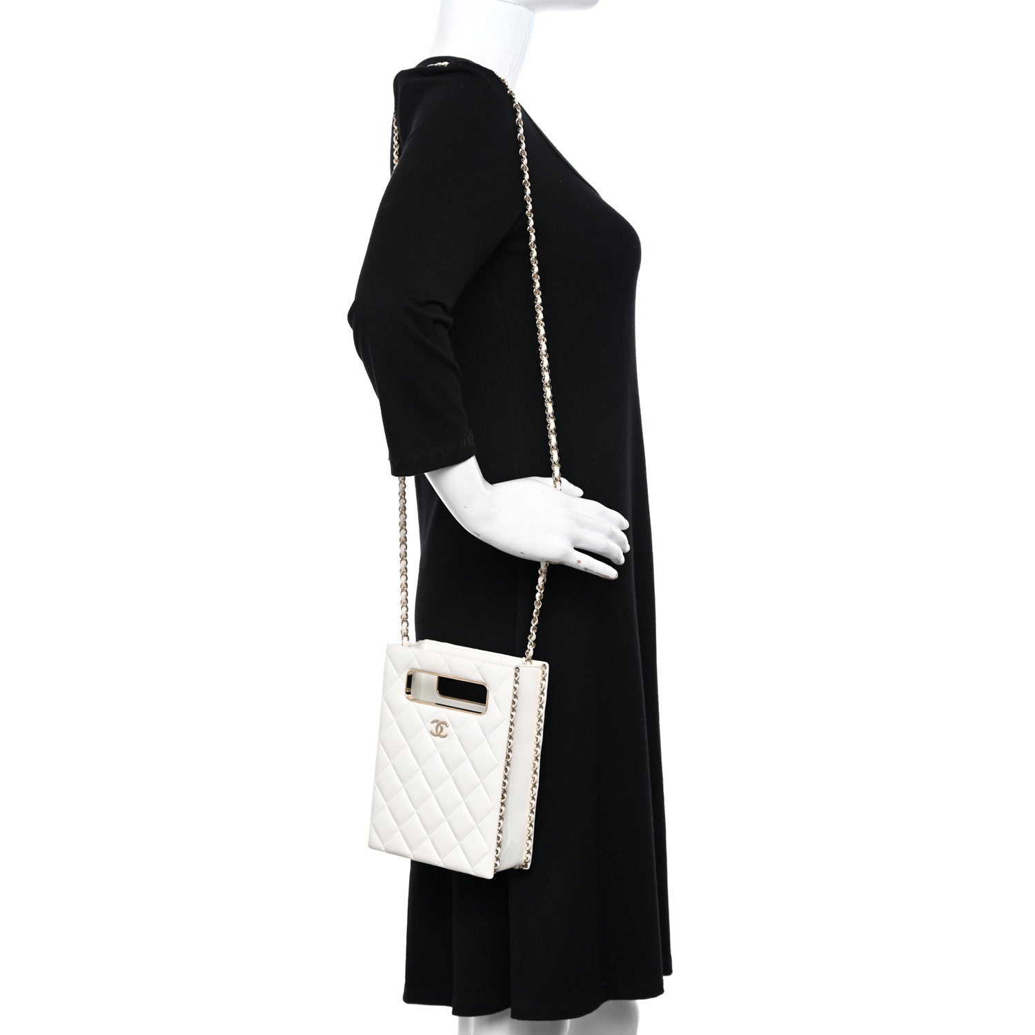 Chanel Caviar Quilted Evening Box Bag White 2 of 11