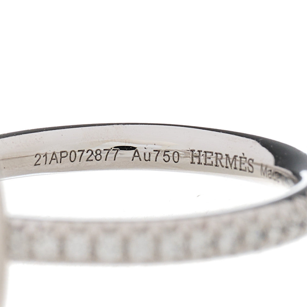 Hermes 18K White Gold Pave Diamond PM Echappee Ring 50 5.5 4 of 7