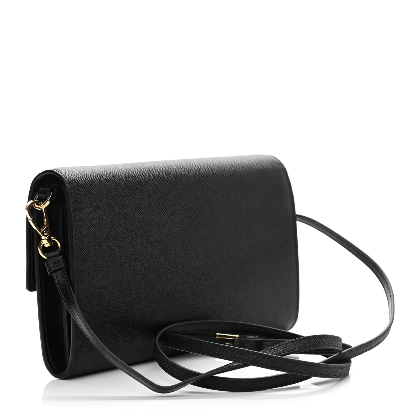 Saffiano Wallet With Shoulder Strap Black