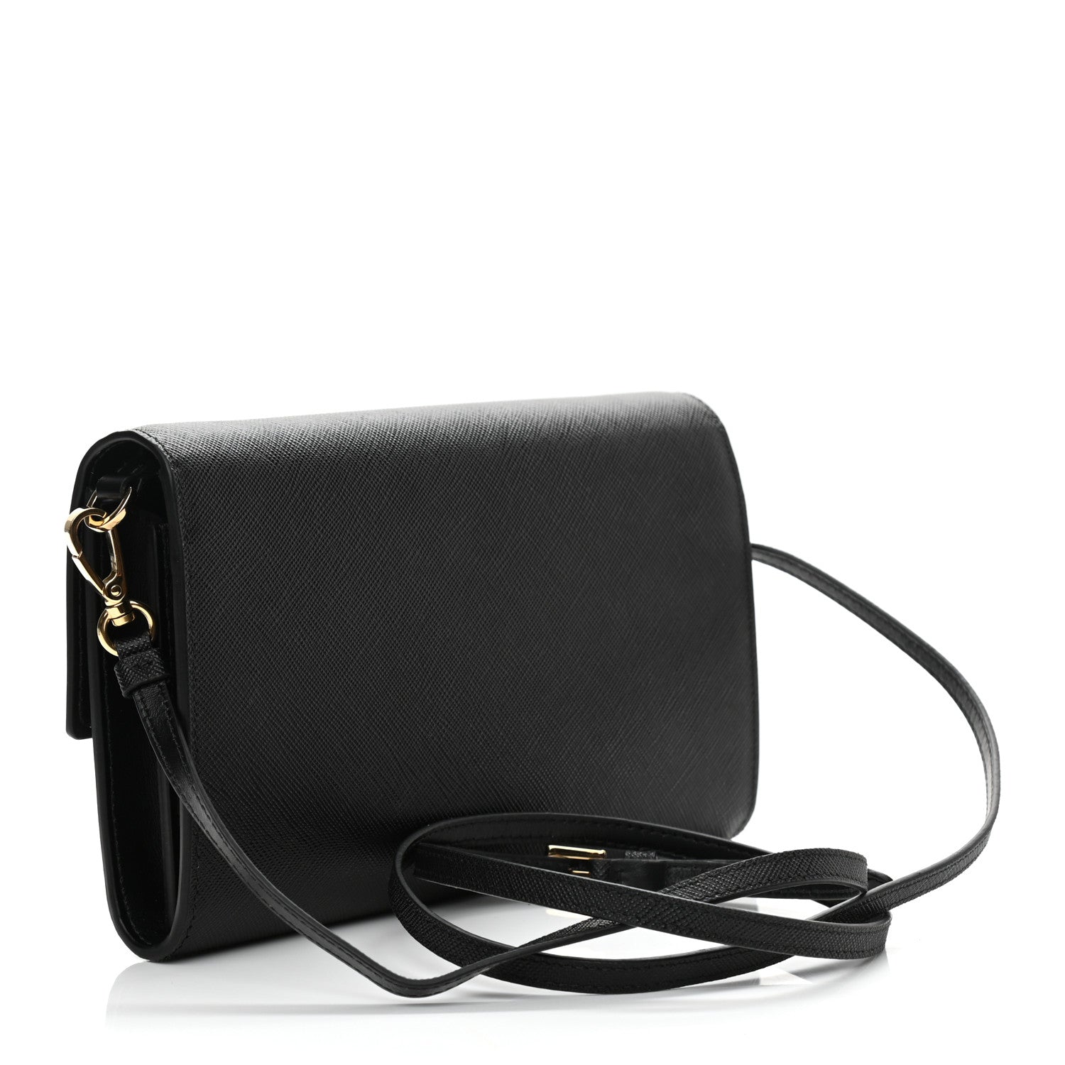 Prada Saffiano Wallet With Shoulder Strap Black 3 of 11