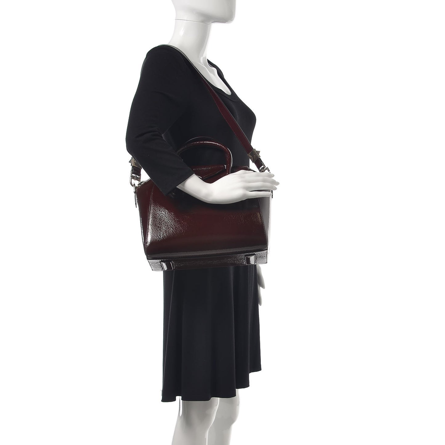 Crinkled Patent Calfskin Small Antigona Aubergine