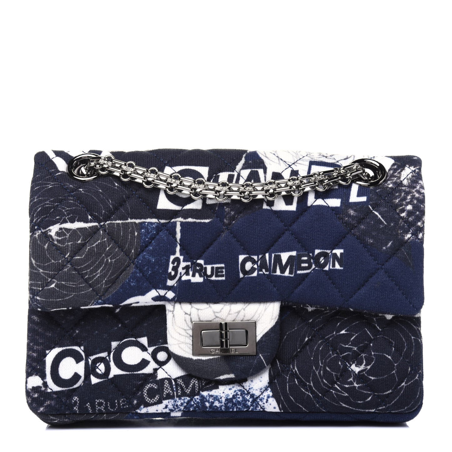 Jersey Quilted Camellia 2.55 Reissue Mini Flap Black White