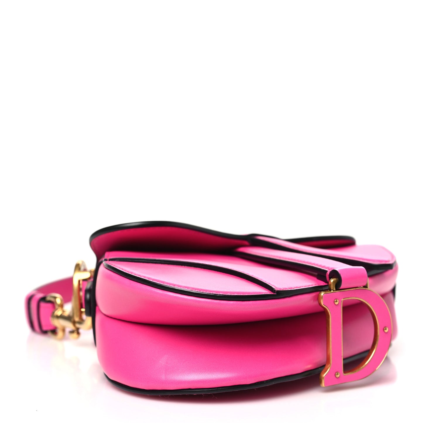 Supple Calfskin Mini Saddle Bag With Strap Passion Pink