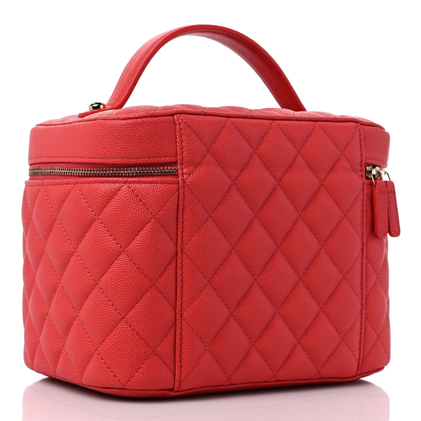 Caviar Quilted Large Vanity Pouch Red