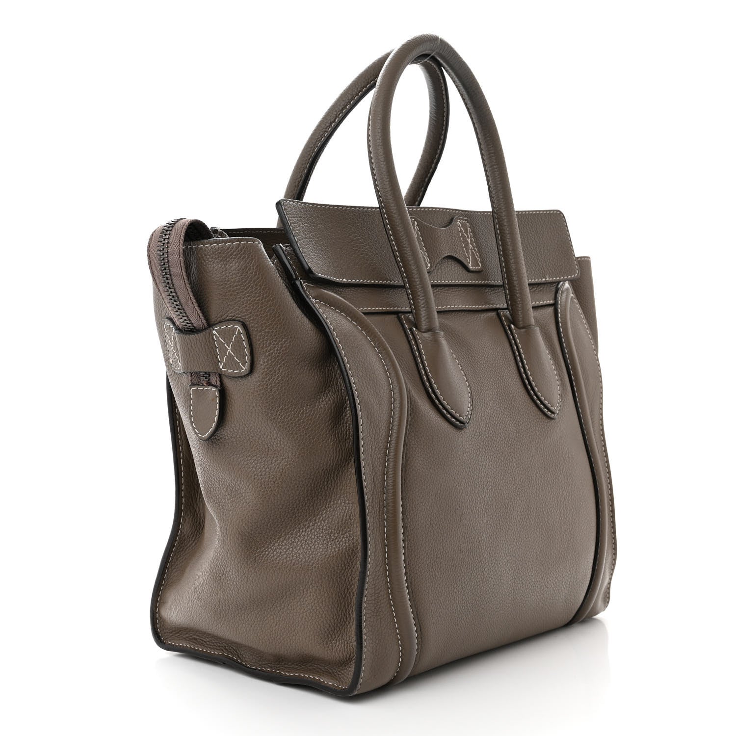 Celine Drummed Calfskin Mini Luggage Souris 3 of 11