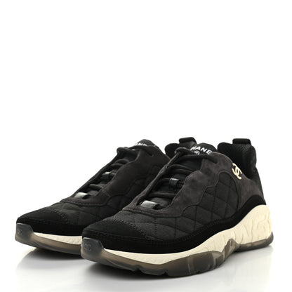 Chanel Mesh Suede Calfskin Quilted Sneakers 39 Black Dark Grey 3 of 10