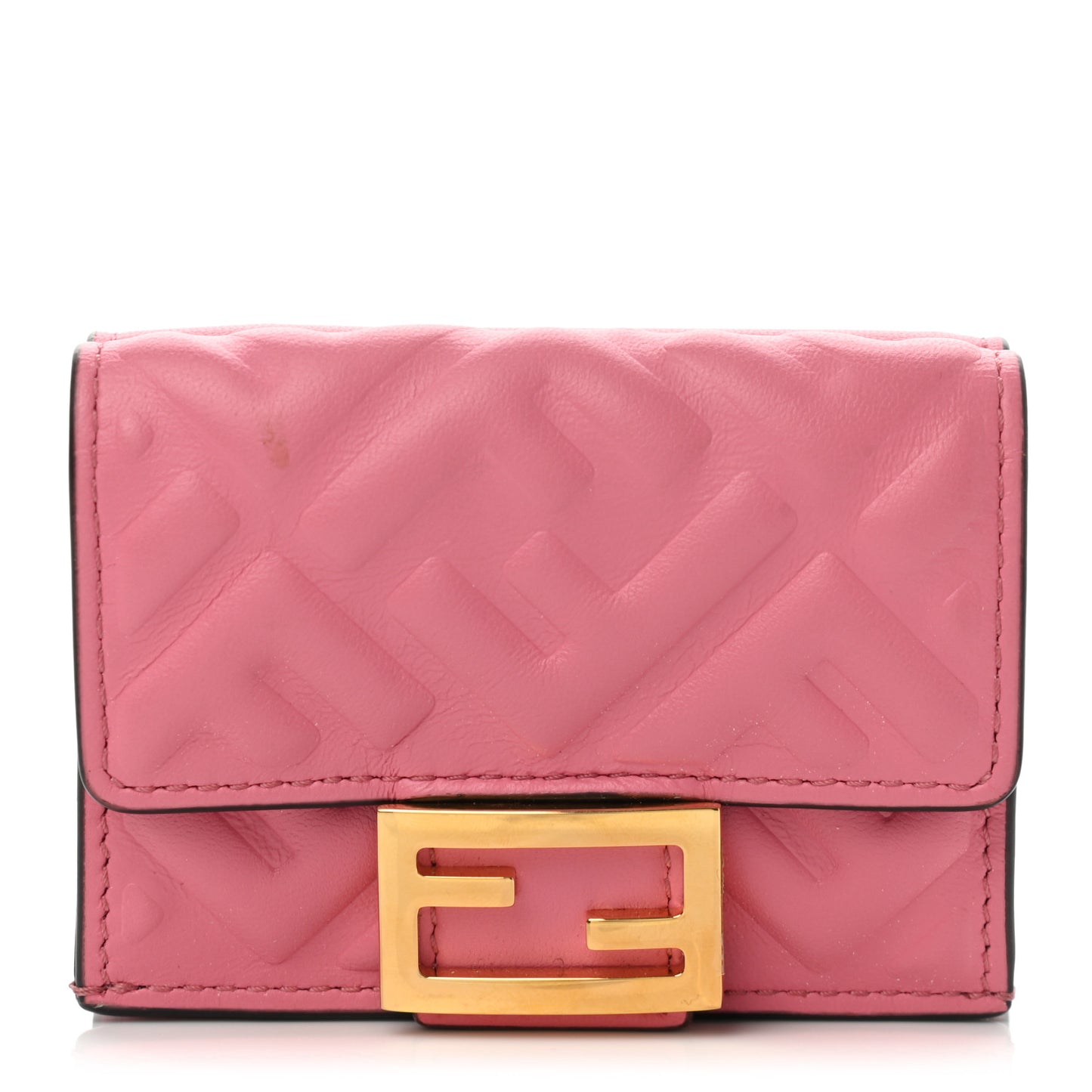 Nappa FF Diagonal Embossed Micro Tri-Fold Wallet Pink