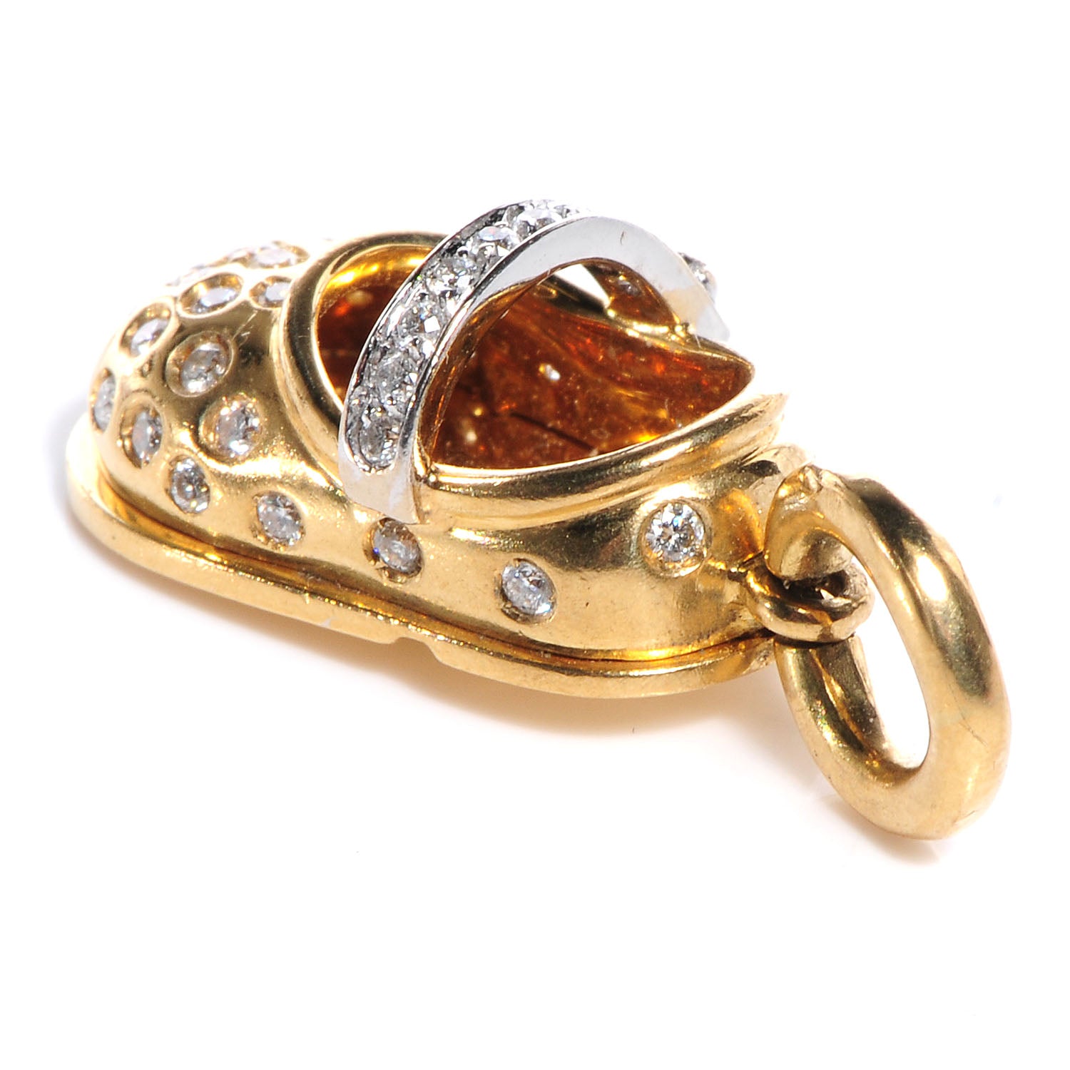 FASHIONPHILE AARONBASHA18kYellowGoldPaveDiamondsStrapBabyShoeCharm 5 of 5
