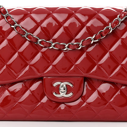 Chanel Patent Quilted Jumbo Double Flap Red 8 of 17