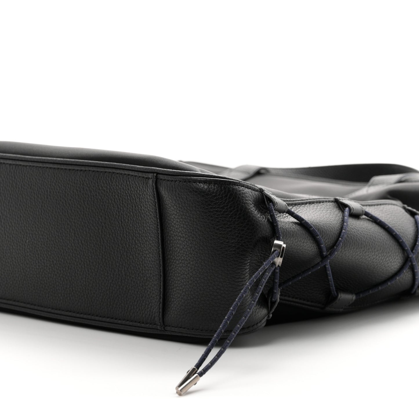 X SACAI Nylon Grained Calfskin Saddle Tote Black