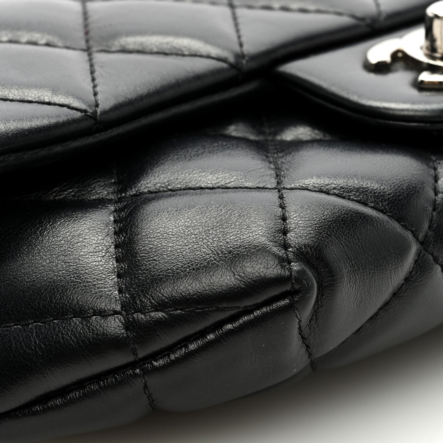Calfskin Quilted CC Uniform Flap Belt Bag Black