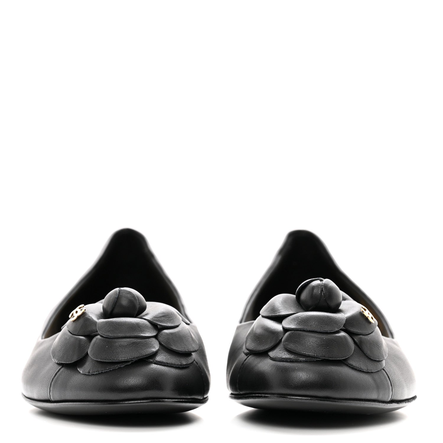 Chanel Lambskin Camellia Ballerina Flats 37 Black 2 of 9