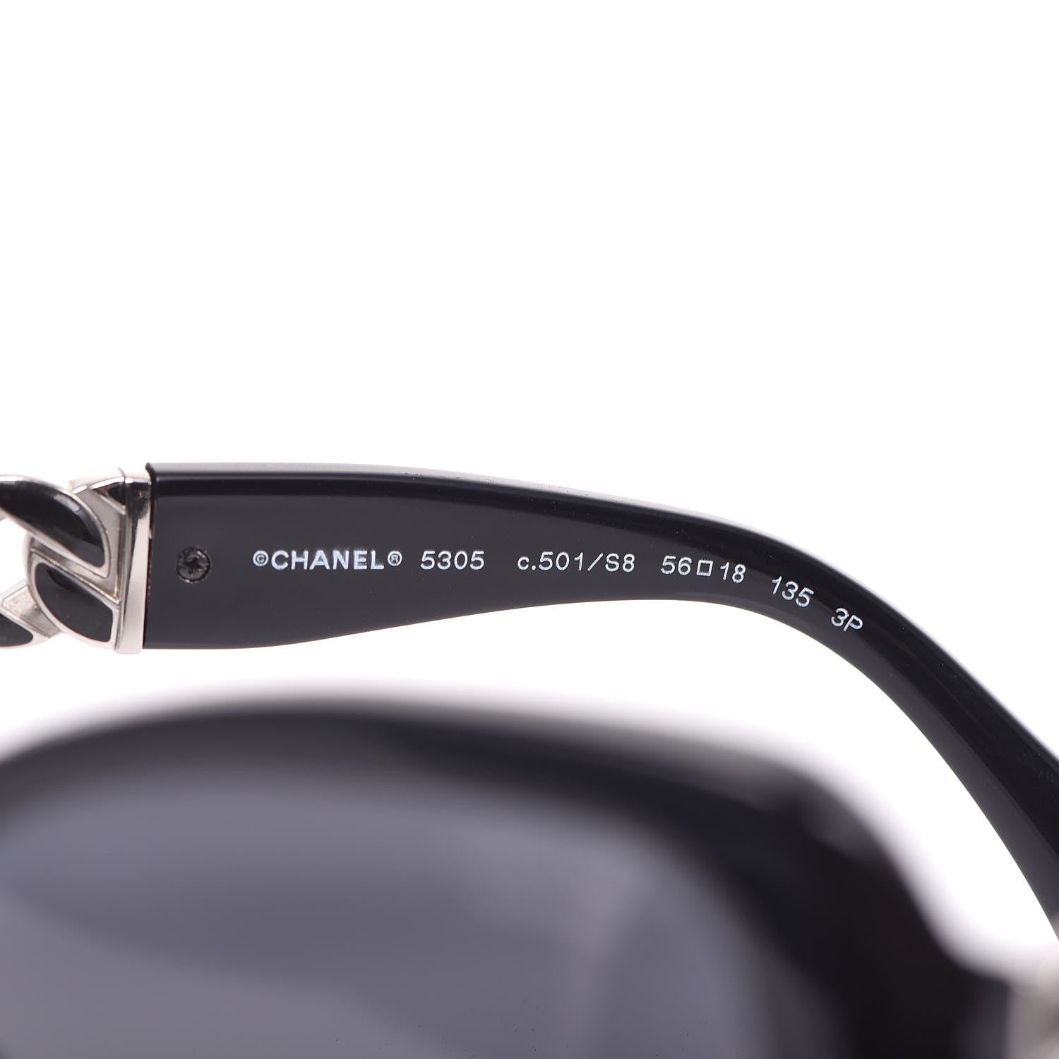 Chanel Acetate Metal Polarized Chain Square Sunglasses 5305 Black 5 of 8