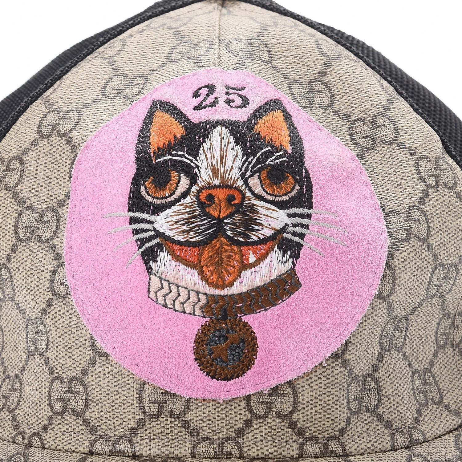 Gucci GG Supreme Monogram Bosco Patch Baseball Hat M Beige Malva 8 of 9
