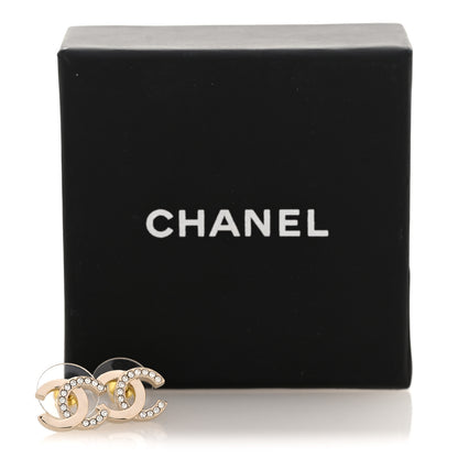 Chanel Metal Crystal CC Earrings Gold 5 of 5