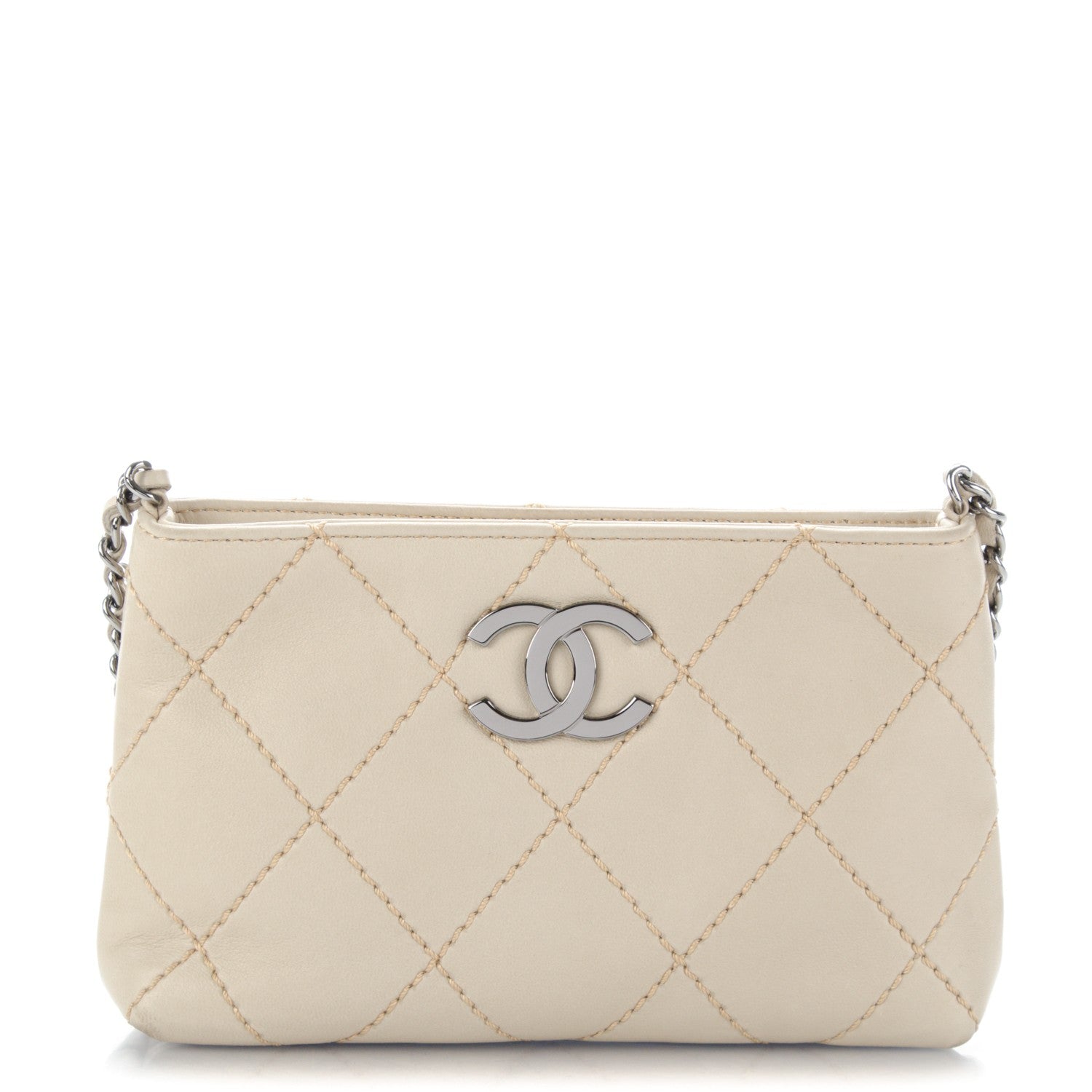 Chanel Lambskin Surpique Stitch Pochette Beige Clair 1 of 8