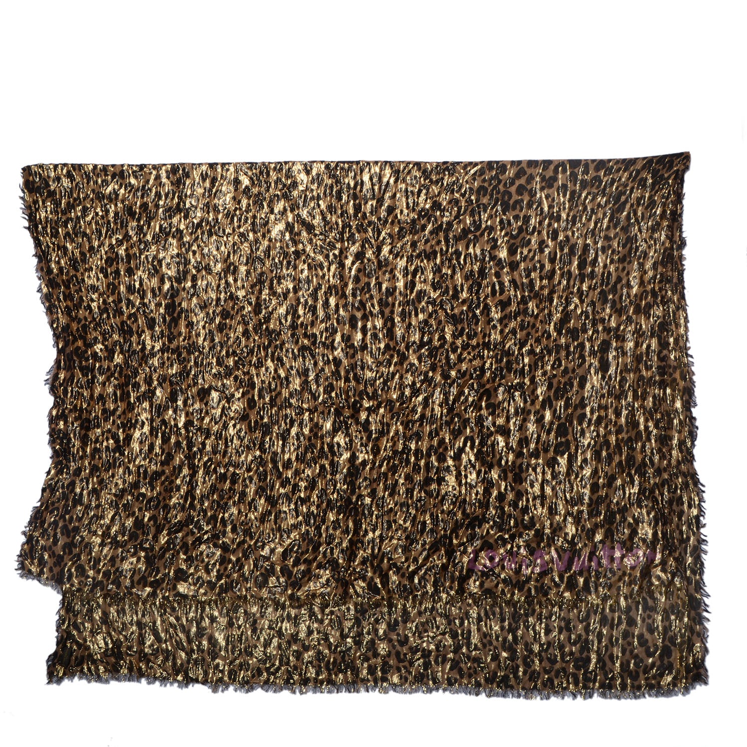 Louis Vuitton Cashmere Silk Leopard Etole Stole Marron 4 of 6