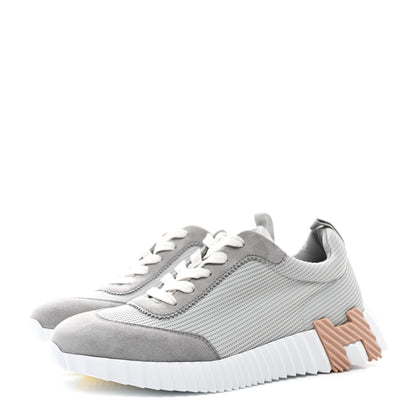 Hermes Air Mesh Suede Goatskin Bouncing Sneakers 38.5 Gris Temperance 3 of 9