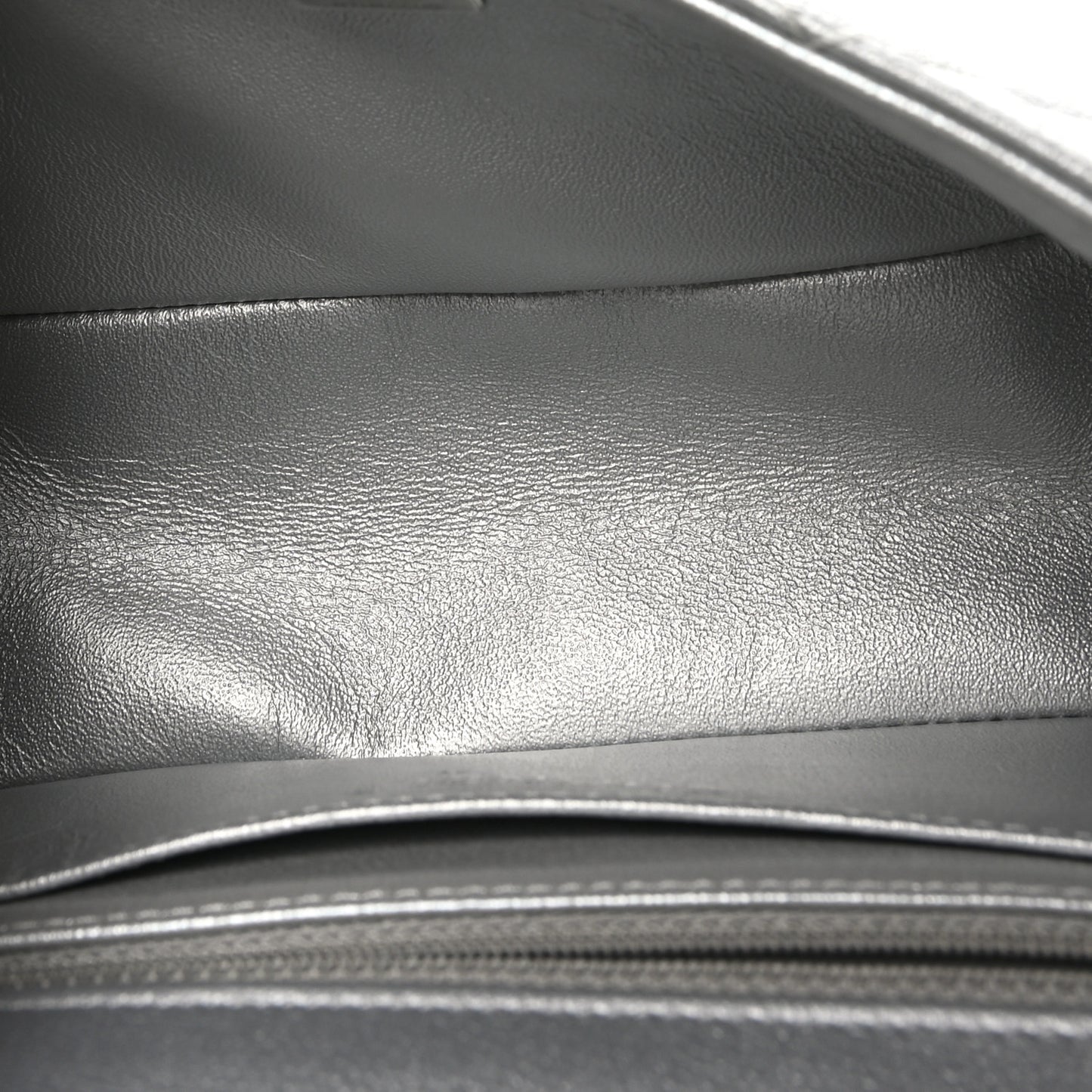 Metallic Grained Calfskin Quilted 2.55 Reissue Mini Flap Silver