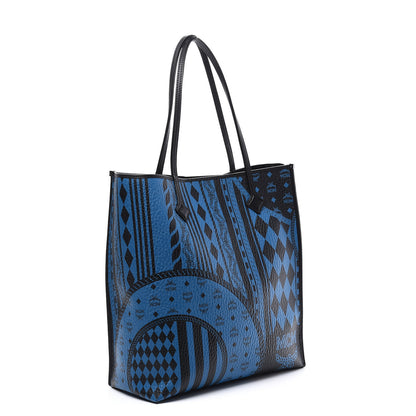 MCM Visetos Baroque Print Kira North South Shopper Tote Blue 3 of 11