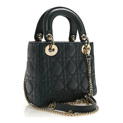 Christian Dior Lambskin Cannage Mini Lady Dior Dark Green 3 of 9