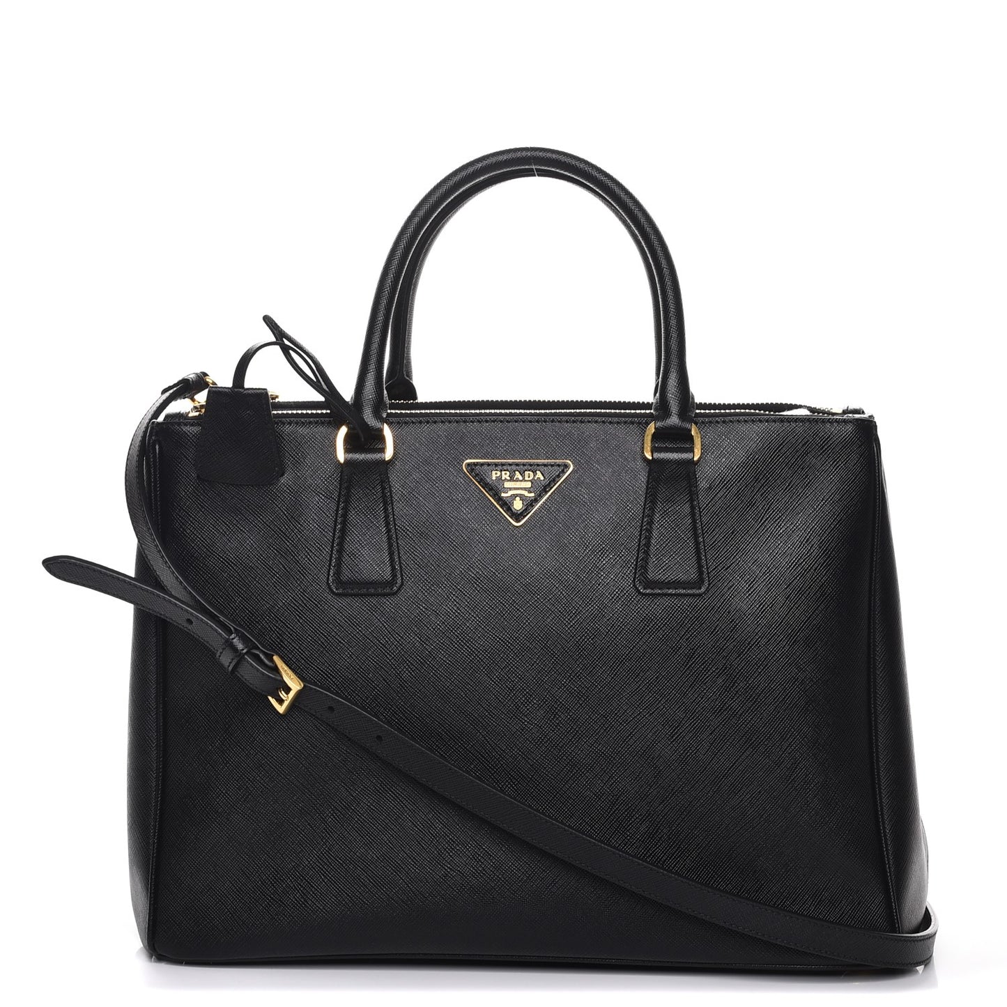 Saffiano Medium Galleria Double Zip Tote Black