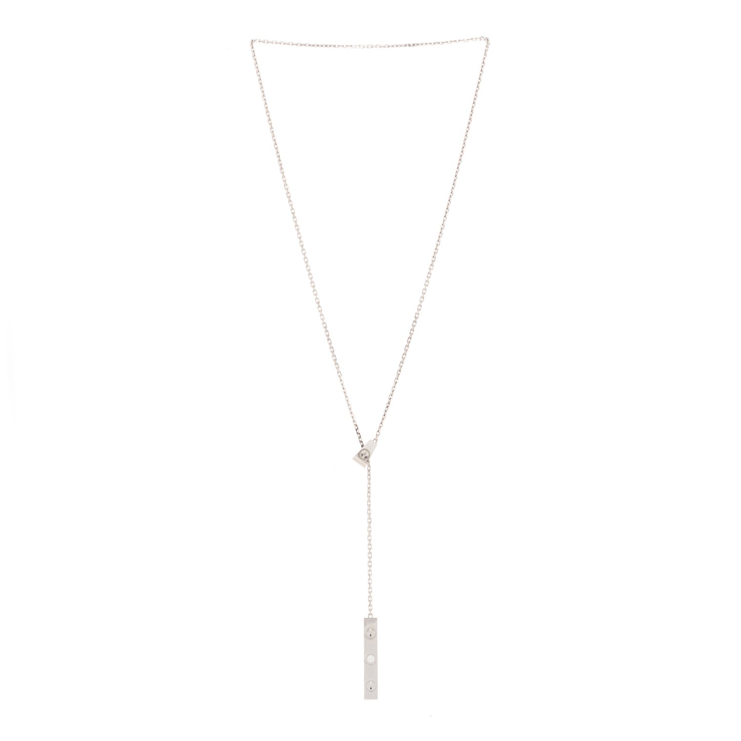 18K White Gold Diamond LOVE Lariat Necklace