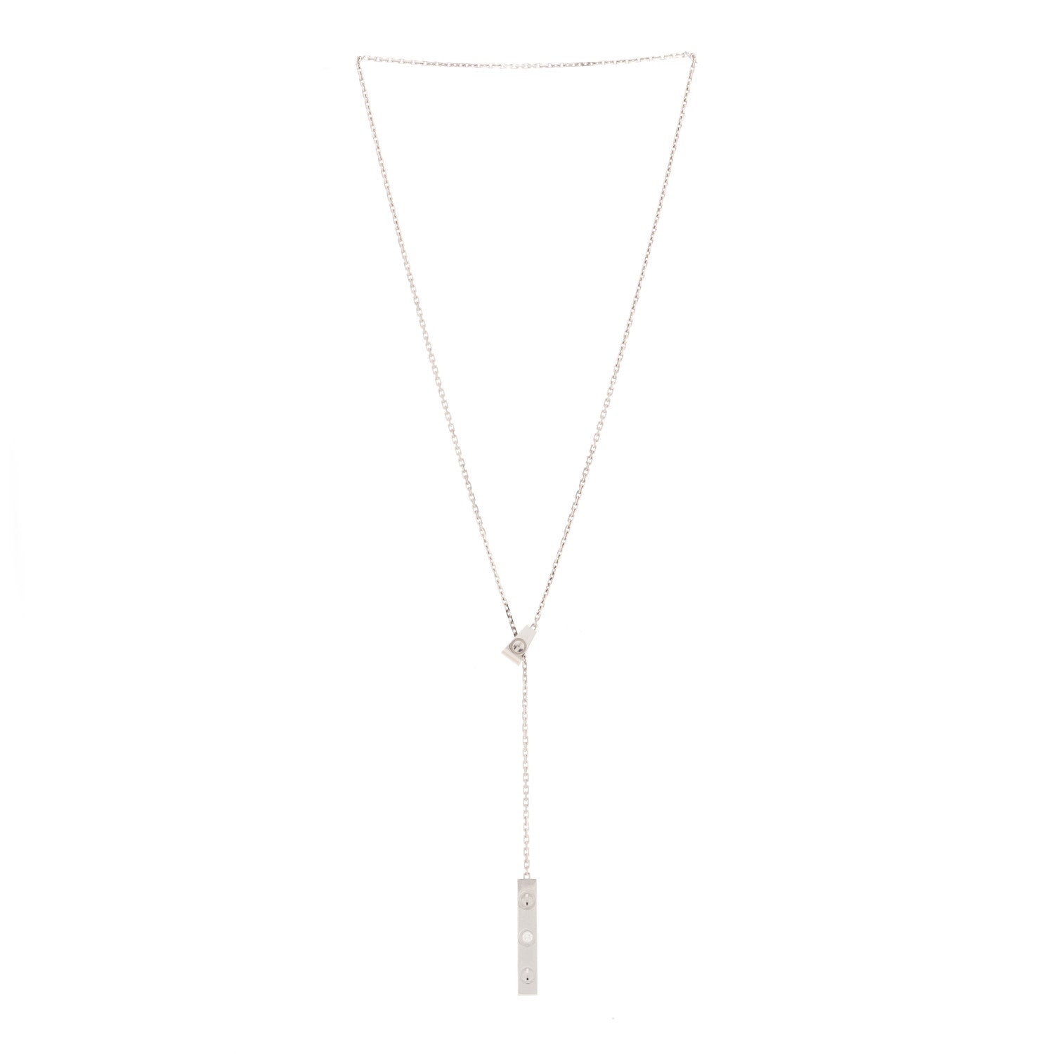 Cartier 18K White Gold Diamond LOVE Lariat Necklace 2 of 5