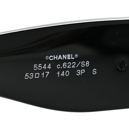 Chanel Acetate Glass Pearl Polarized Oval Sunglasses 5544 Black 6 of 8