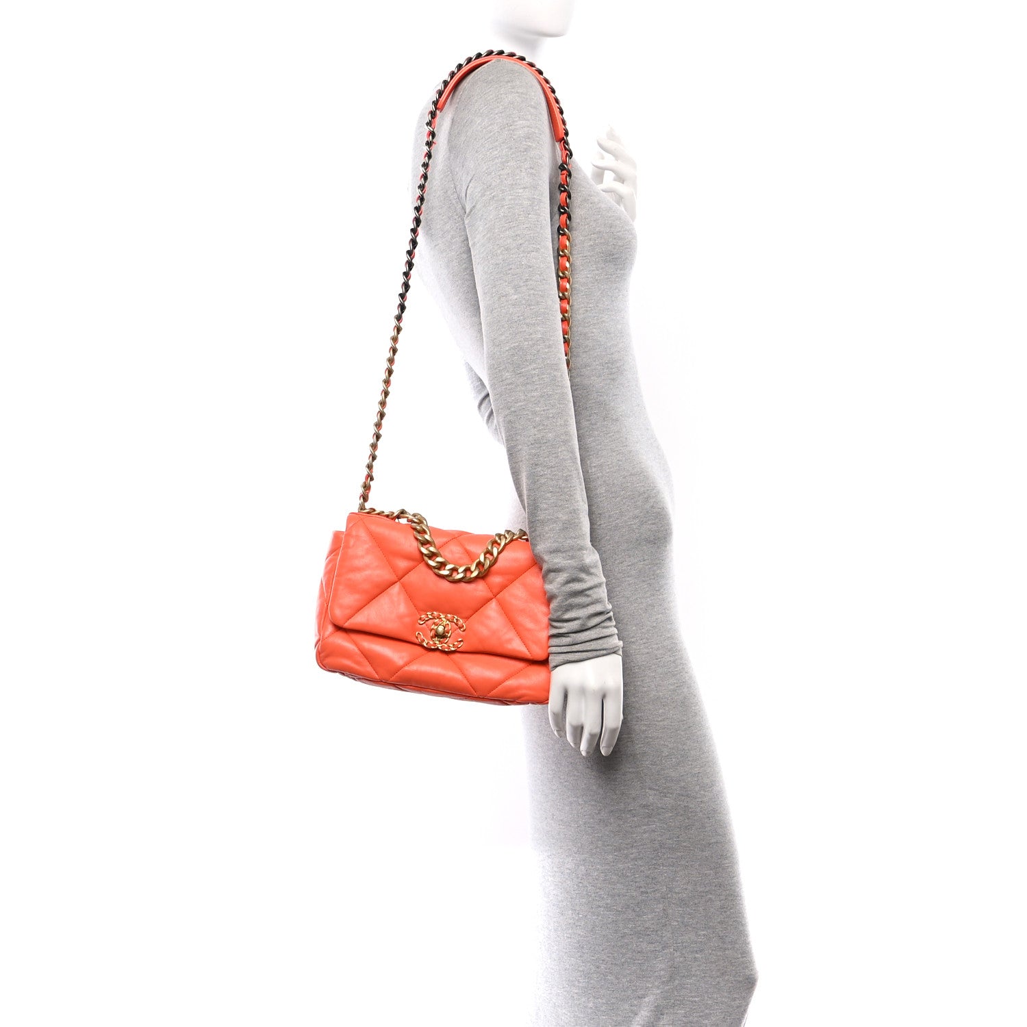 Chanel Lambskin Quilted Medium Chanel 19 Flap Orange 2 of 11