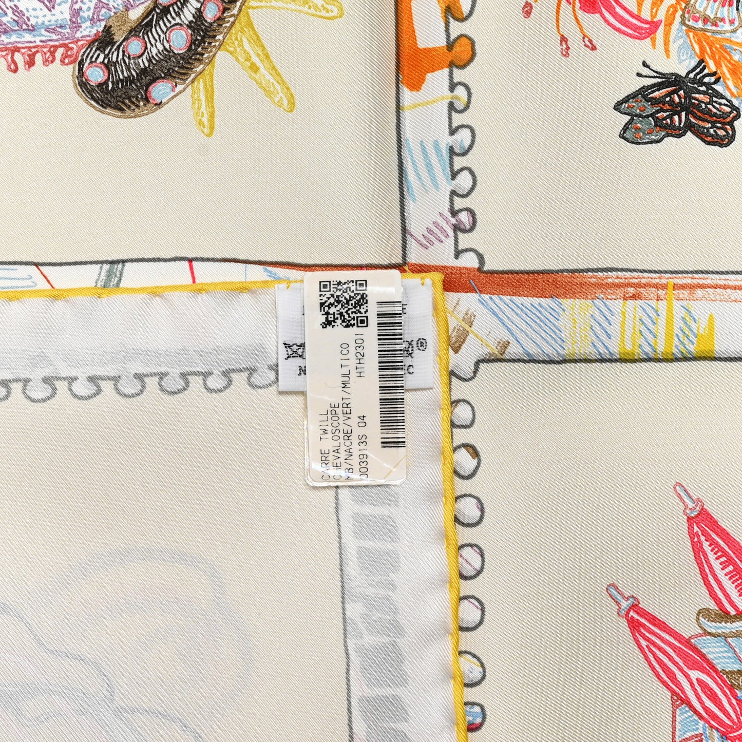 Silk Chevaloscope Scarf 90 White Bleu Multicolor